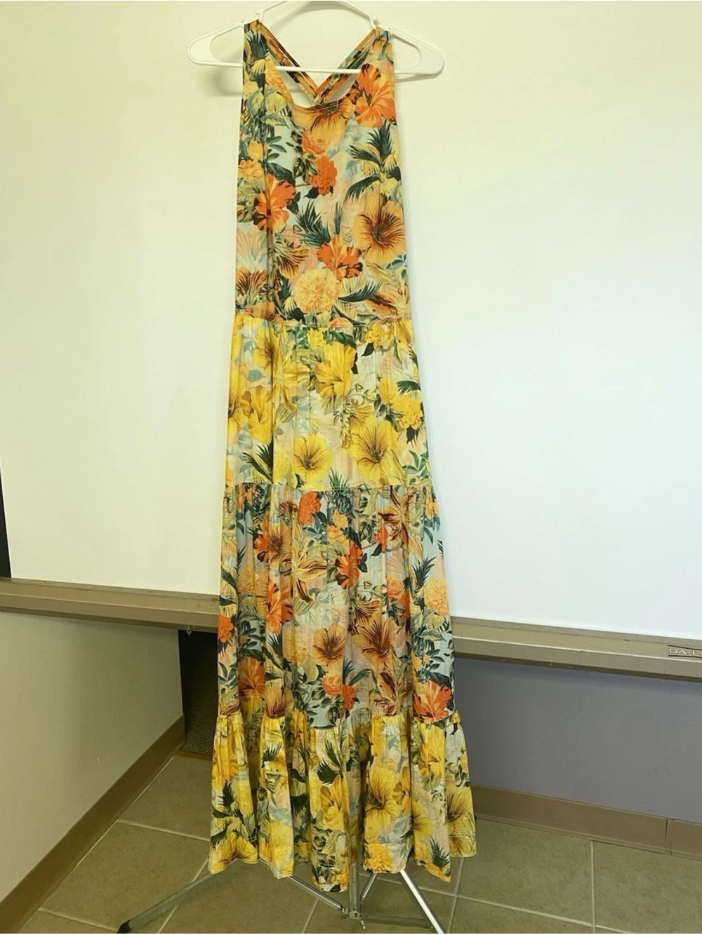 Pilcro Anthropologie Women’s Halter Tiered Floral Maxi Dress Size XL